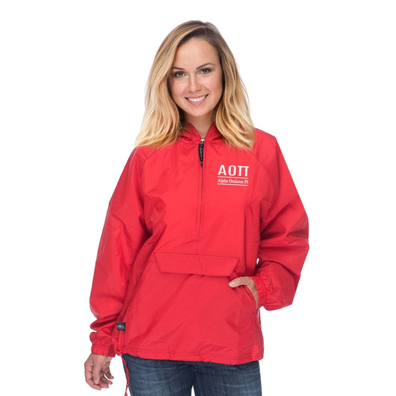 Alpha Omicron Pi Classic Solid Pullover Windbreaker - Lined