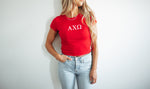 Alpha Chi Omega Cropped Baby Rib Tee - AXO