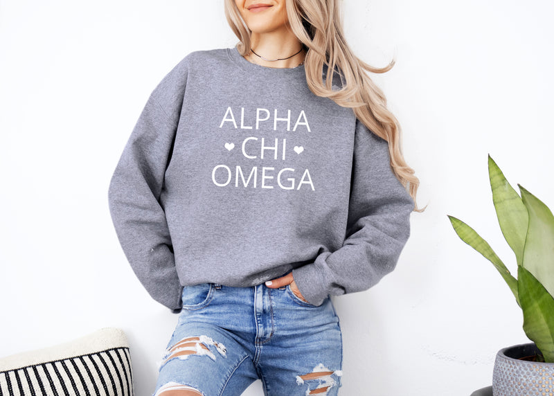 Alpha Chi Omega Crewneck Sweatshirt - Hearts