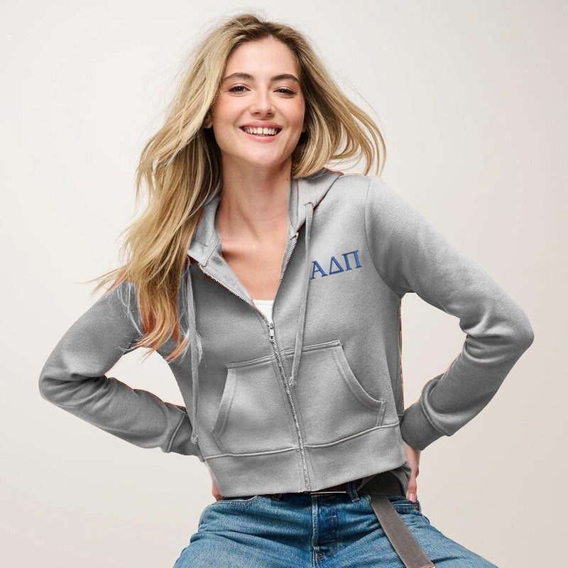 Alpha Delta Pi Cropped Zip Up Hoodie