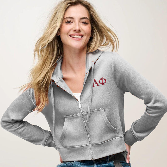 Alpha Phi Cropped Zip Up Hoodie