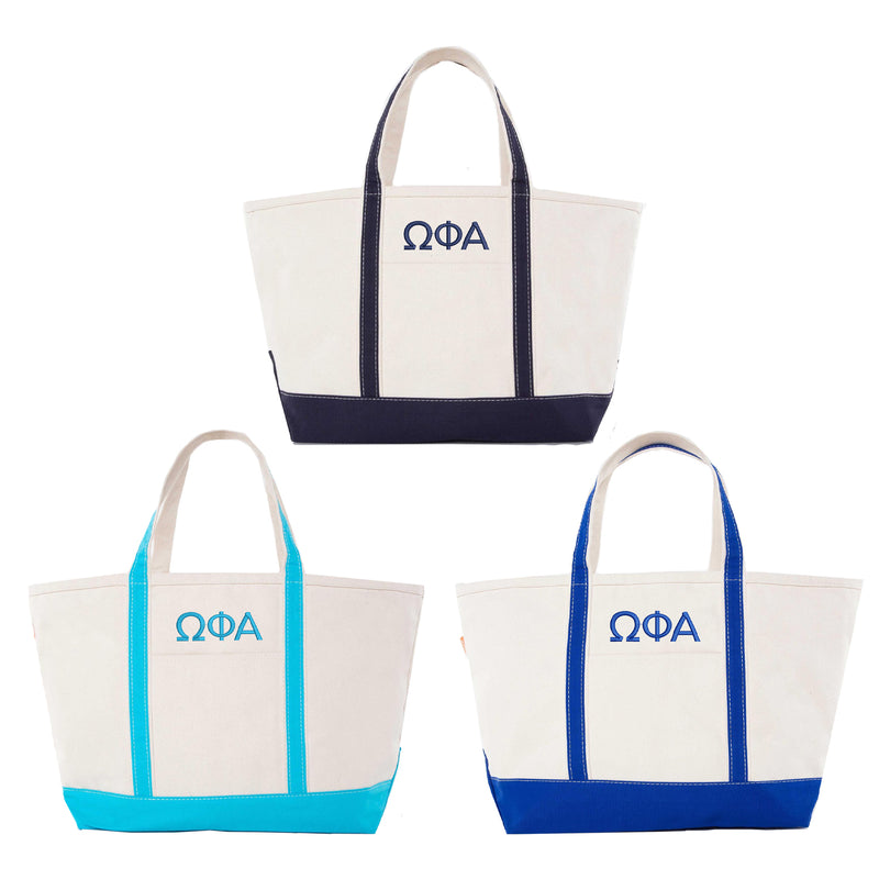 Omega Phi Alpha Large Canvas Boat Tote