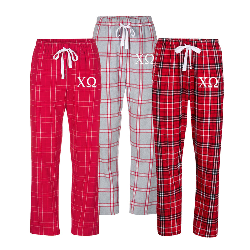 Chi Omega Embroidered Flannel Pants