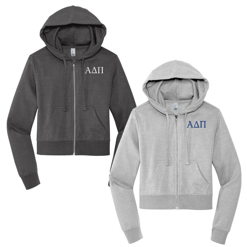 Alpha Delta Pi Cropped Zip Up Hoodie