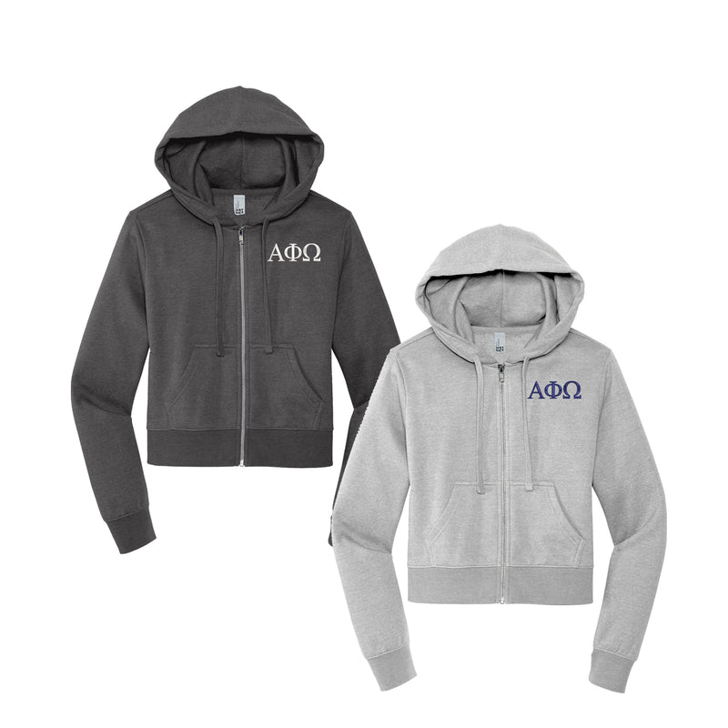 Alpha Phi Omega Cropped Zip Up Hoodie