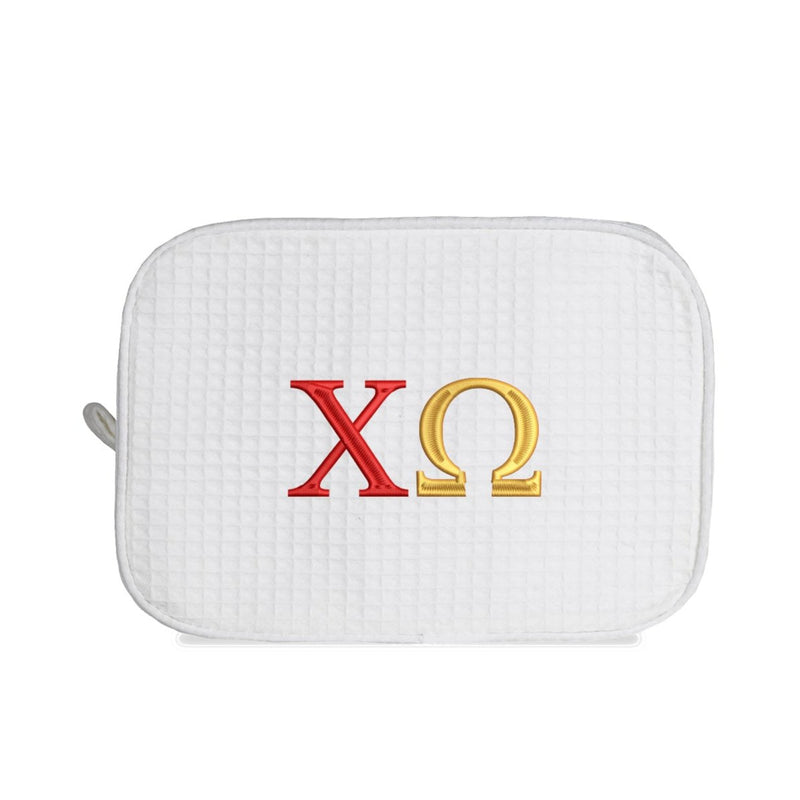 Chi Omega Waffle Weave Cosmetic Bag