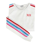 Chi Omega 5 Stripe Crewneck Sweatshirt