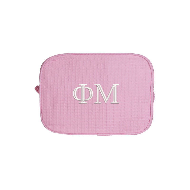 Phi Mu Waffle Weave Cosmetic Bag